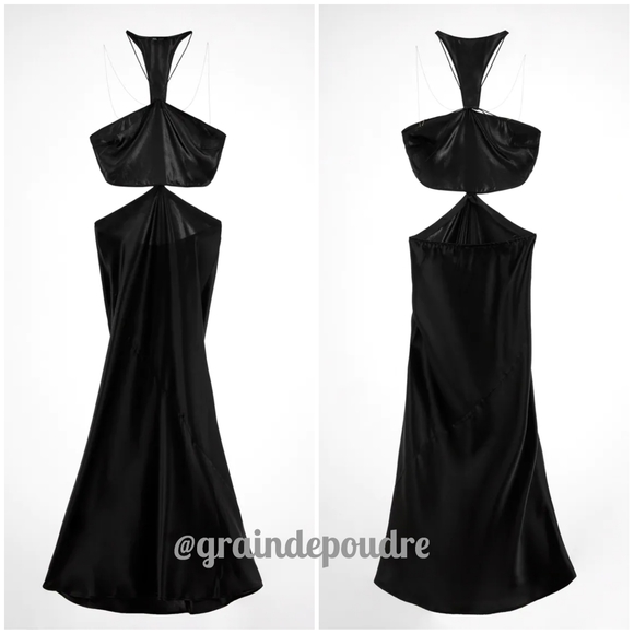 Rare Zara Pure Silk Cut Out Silver Chain Greek Goddess Dress XS S M L XL - Picture 3 of 5